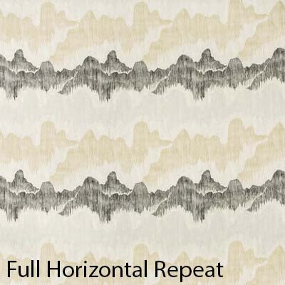 Kelly Wearstler Cascadia Basalt Tan Black Modern Chinoiserie Designer Luxury Decorative Throw Pillow Cover Full Horizontal Repeat