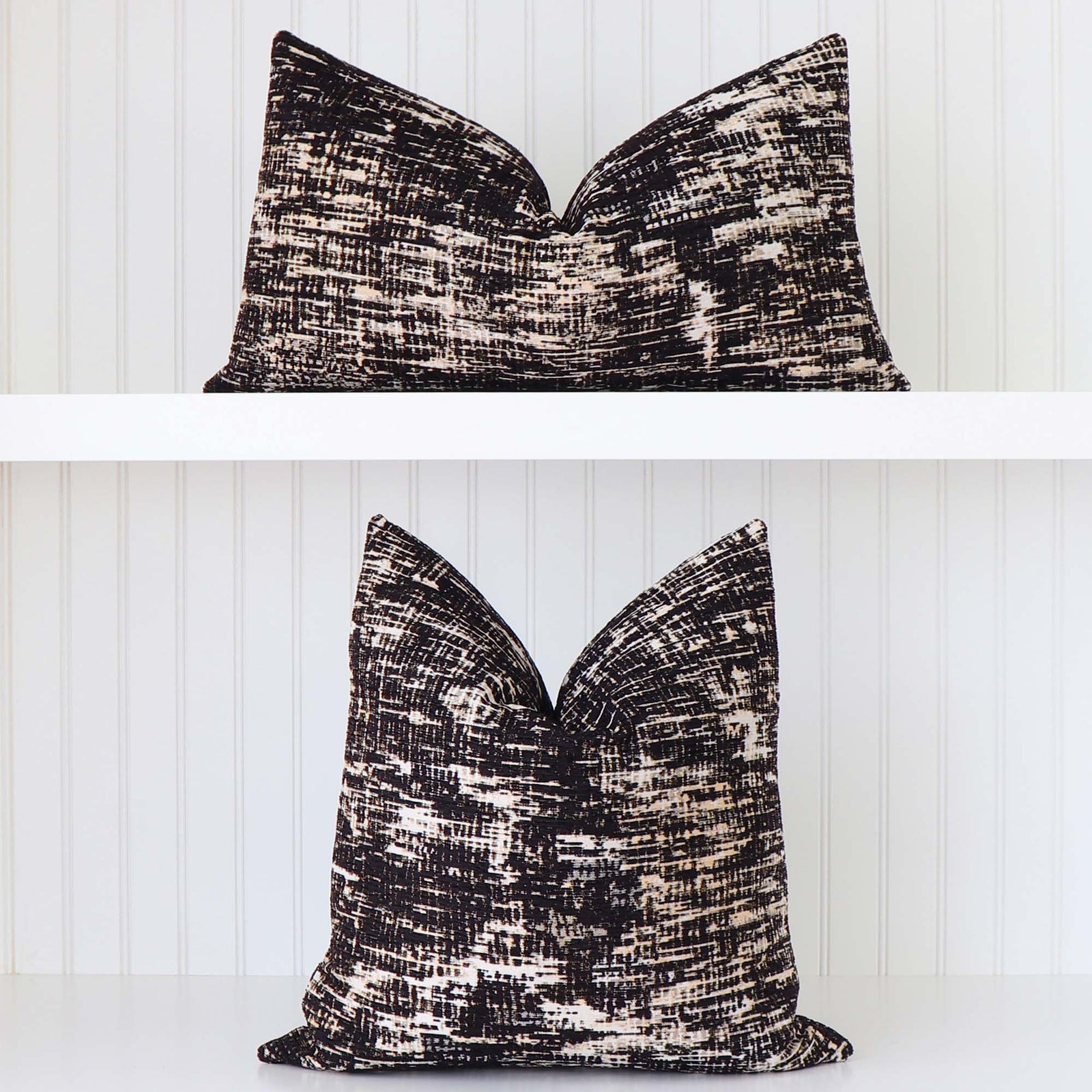 Kelly Wearstler Whisk Shadow Black Textured Designer Luxury Throw Pillow Cover Available in Square and Lumbar Sizes