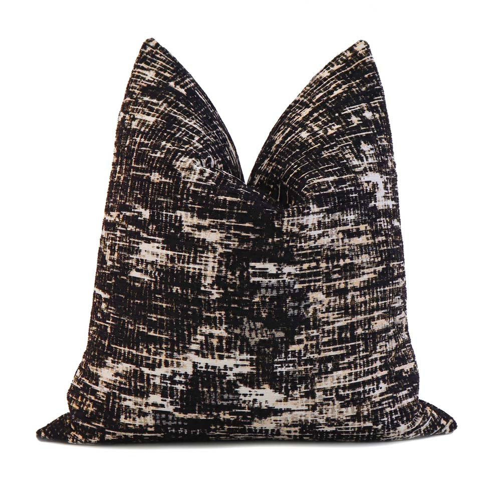 Kelly Wearstler Whisk Shadow Black Textured Designer Luxury Throw Pillow Cover