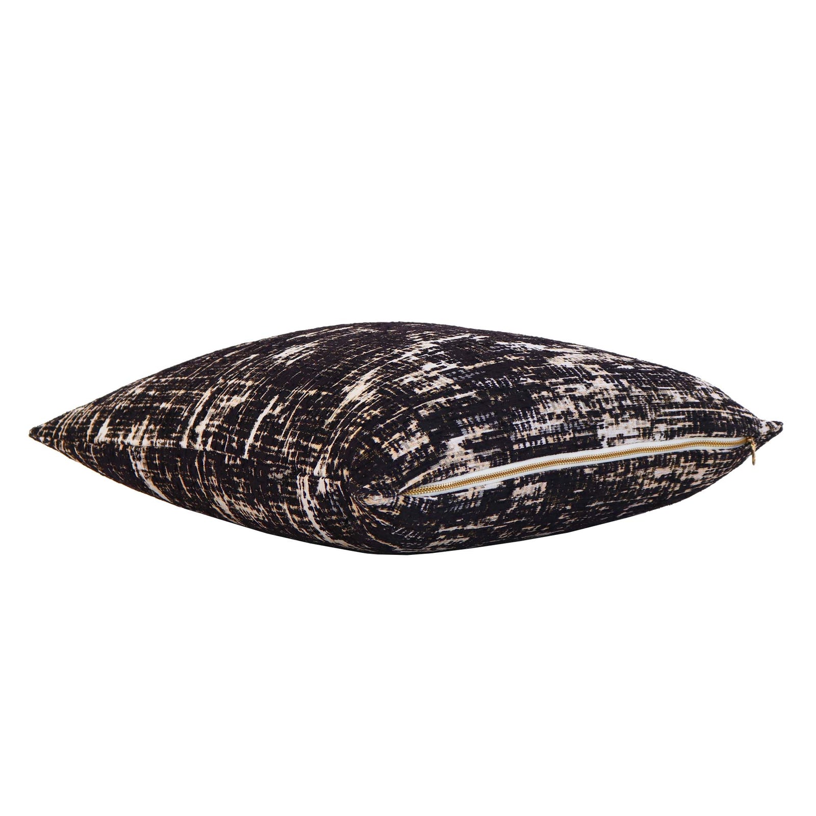 Kelly Wearstler Whisk Shadow Black Textured Designer Luxury Throw Pillow Cover with Exposed Brass Gold YKK Zipper