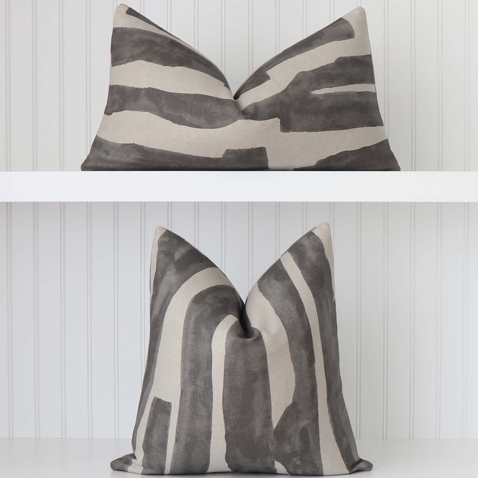 Kelly Wearstler Intargia Raven Painterly Geometric Designer Throw Pillow Cover Available in Square and Lumbars Sizes