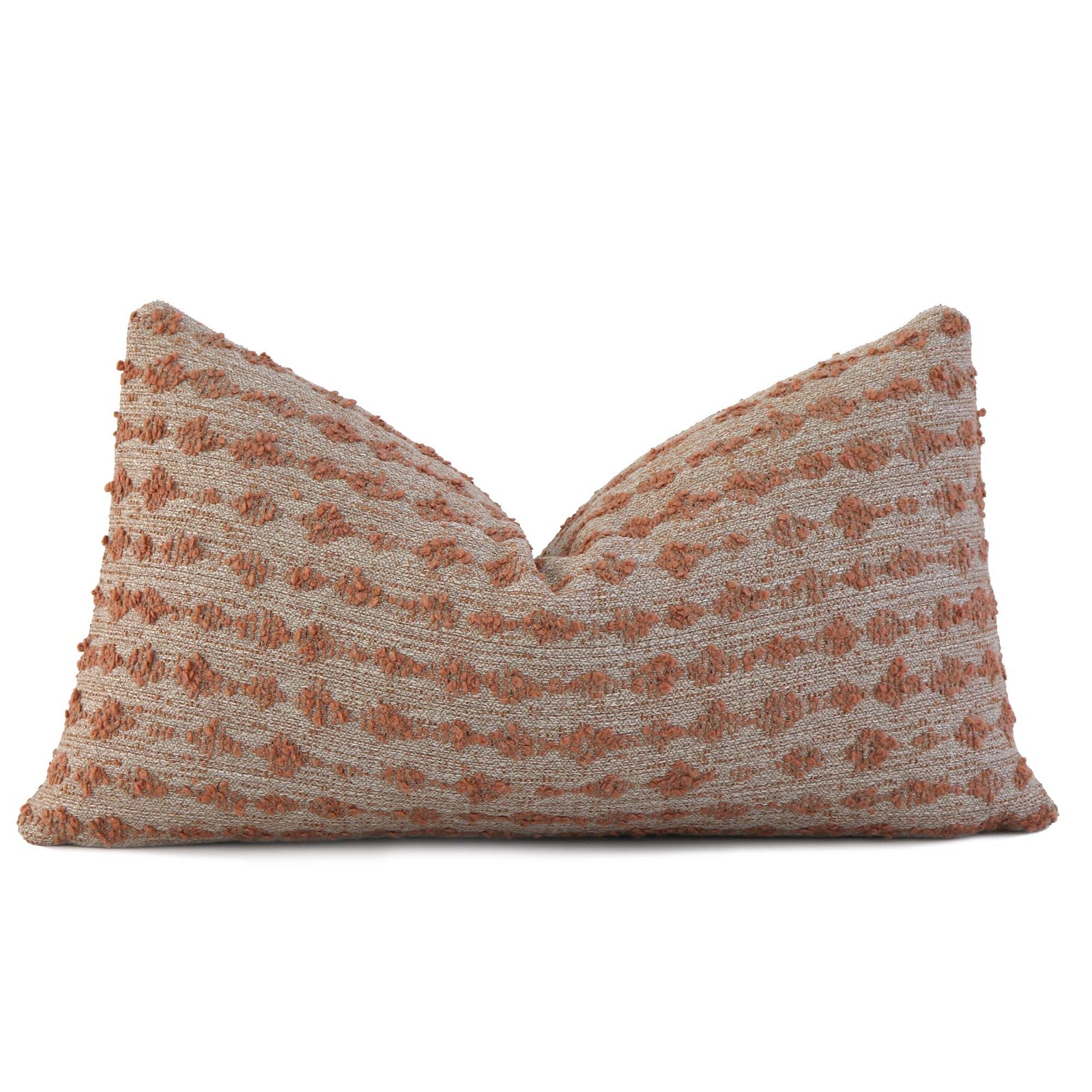 Kelly Wearstler Serai Bouclé Spice Blush Textured Stipe Luxury Lumbar Designer Throw Pillow Cover