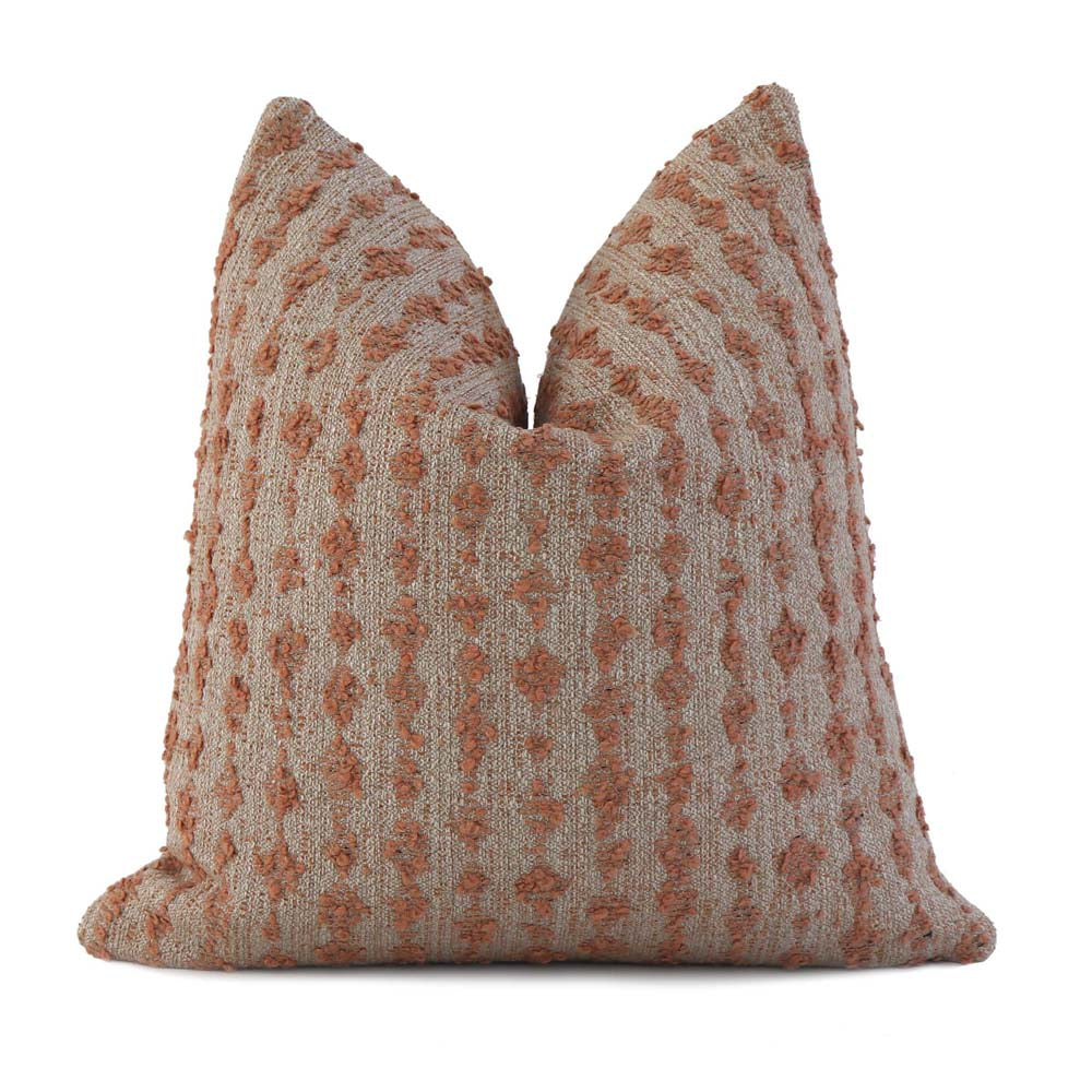 Kelly Wearstler Serai Bouclé Spice Blush Textured Stipe Luxury Designer Throw Pillow Cover