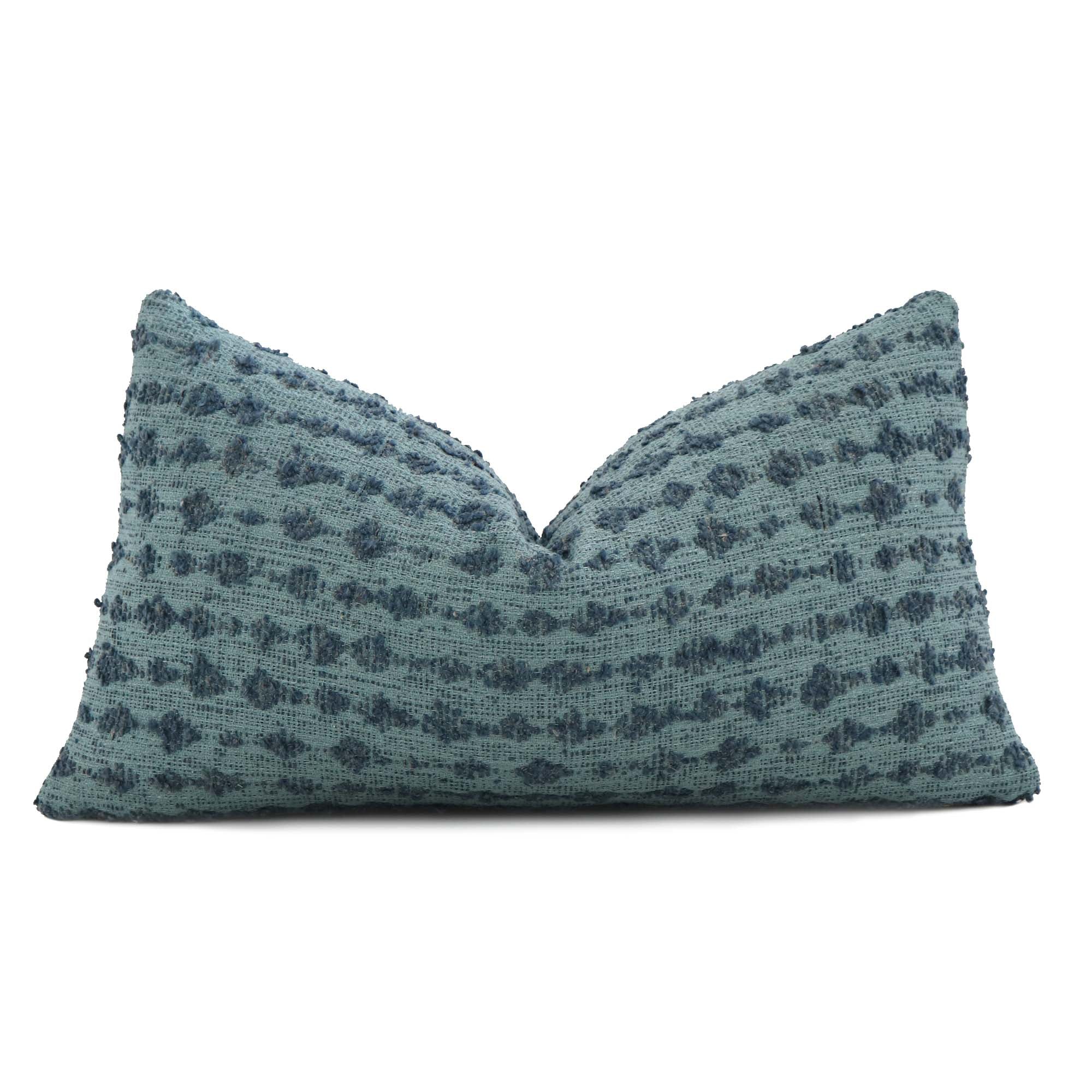 Kelly Wearstler LeeJofa Serai Sky Blue Stripe Boucle Designer Lumbar Throw Pillow Cover