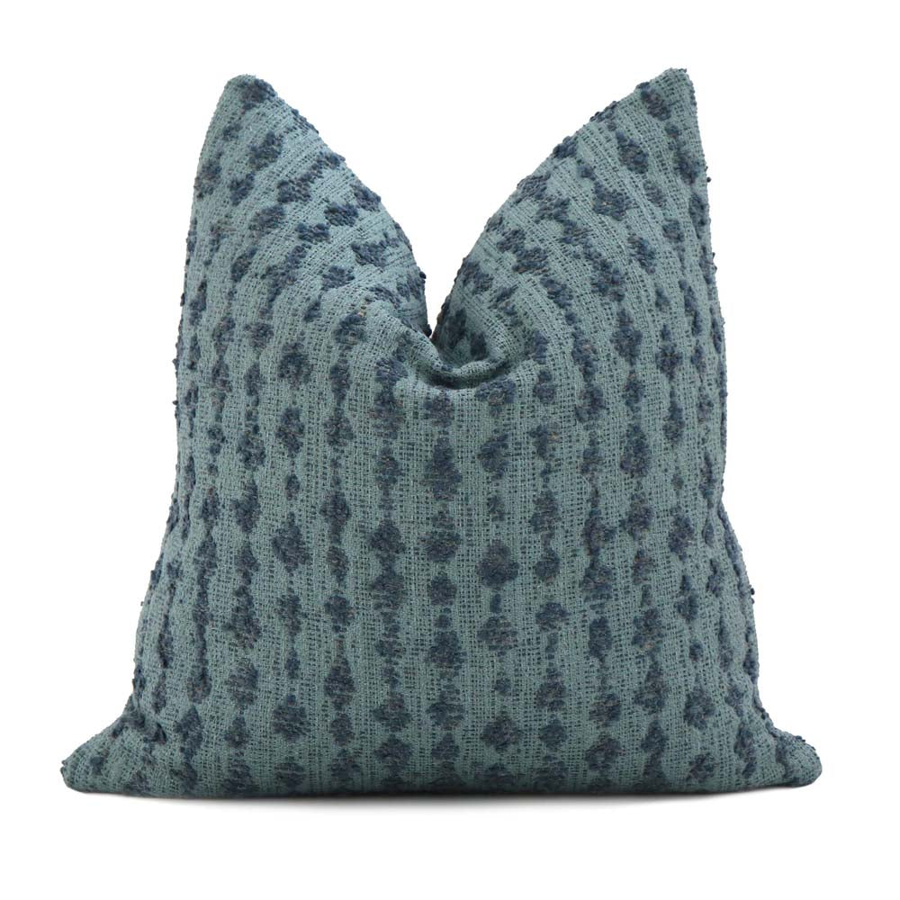 Kelly Wearstler LeeJofa Serai Sky Blue Stripe Boucle Designer Throw Pillow Cover