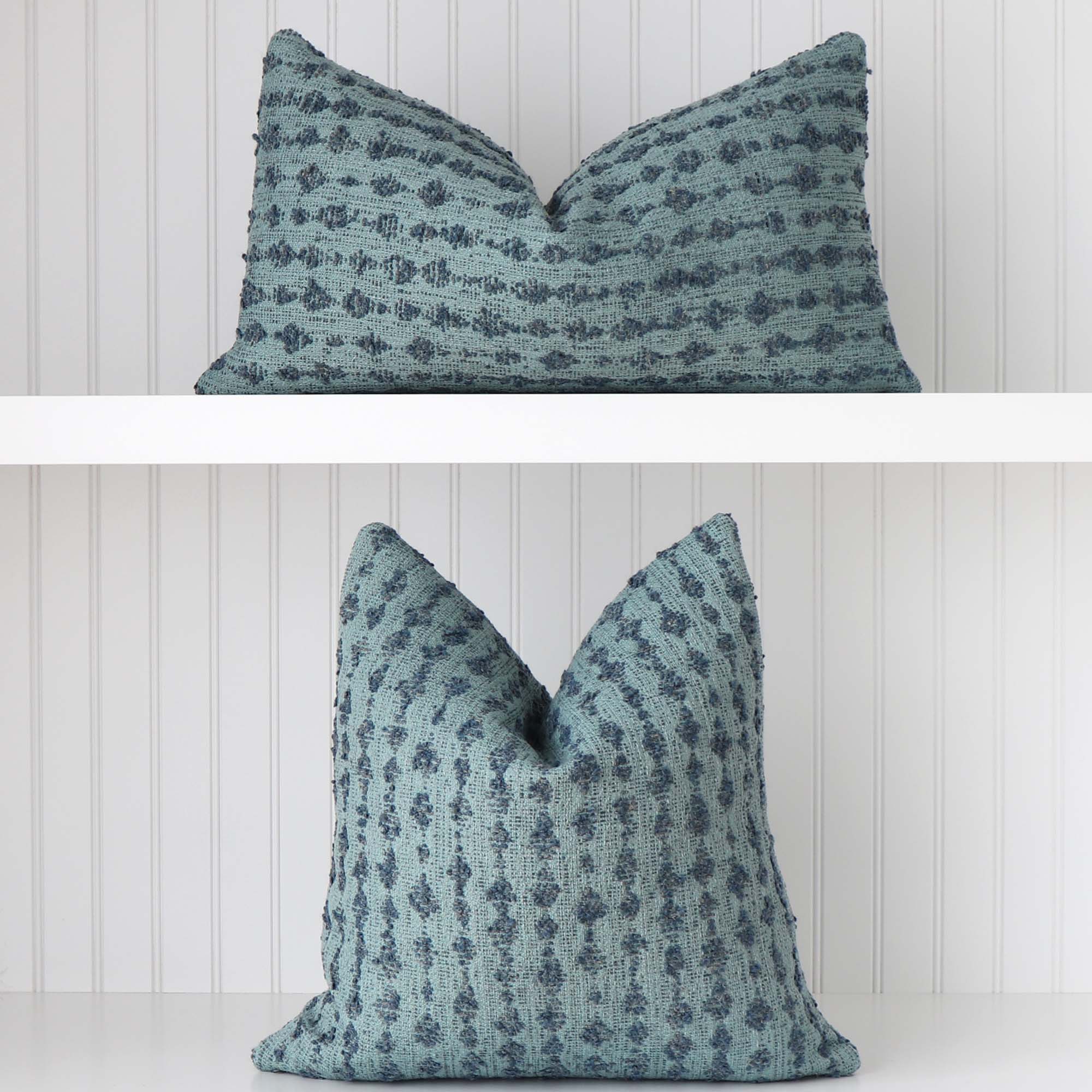 Kelly Wearstler LeeJofa Serai Sky Blue Stripe Boucle Designer Throw Pillow Cover Square and Lumbar Sizes