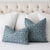 Kelly Wearstler LeeJofa Serai Sky Blue Stripe Boucle Designer Throw Pillow Cover on Bed