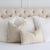 Kelly Wearstler Lee Jofa Dadami Honey Tan Woven Linen Striped Designer Throw Pillow Cover on Bed
