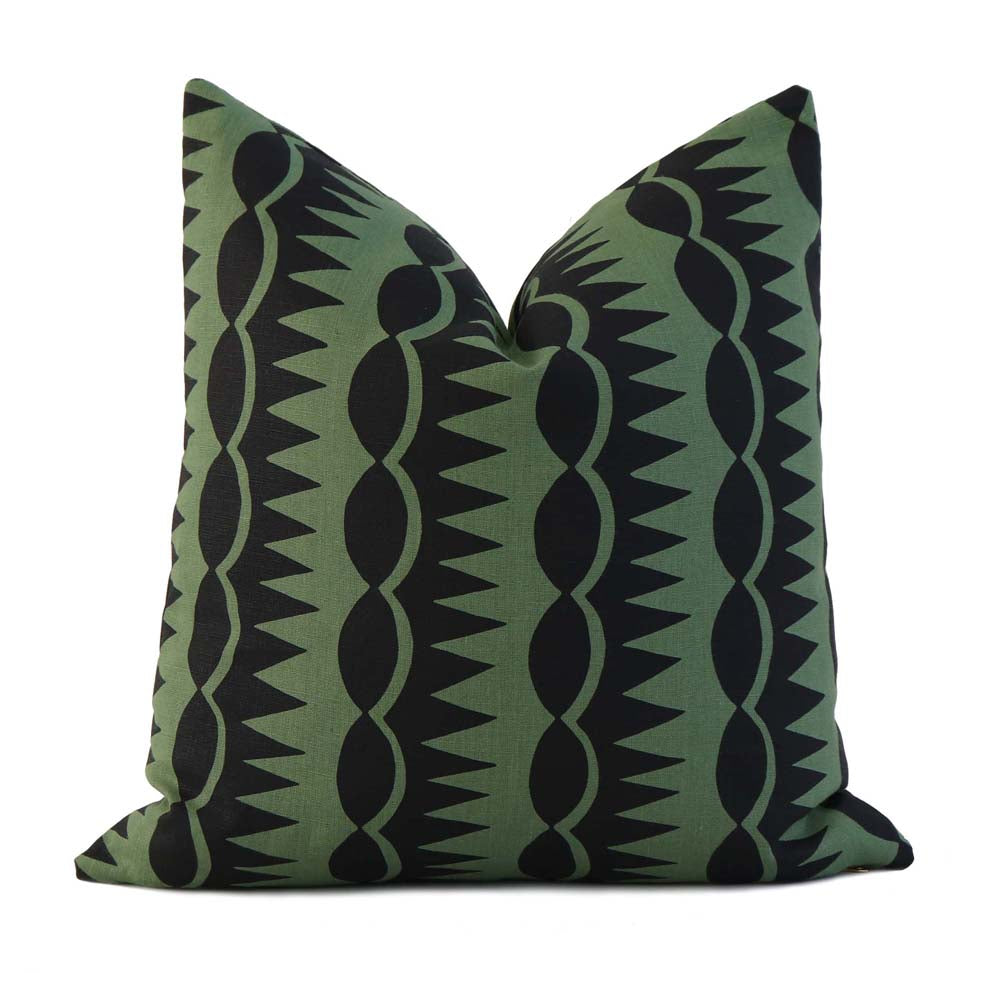 Schumacher Dagger Stripe Green Geometric Stripe Designer Throw Pillow Cover