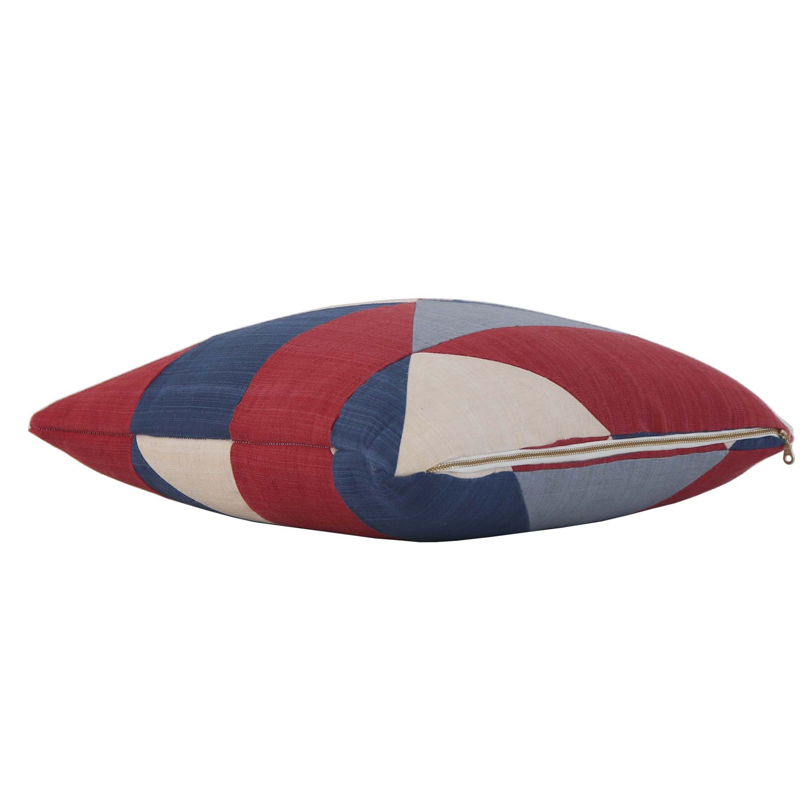 Schumacher Erindale Americana Red White Blue Patchwork Rustic Designer Throw Pillow Cover with Exposed Brass YKK Zipper