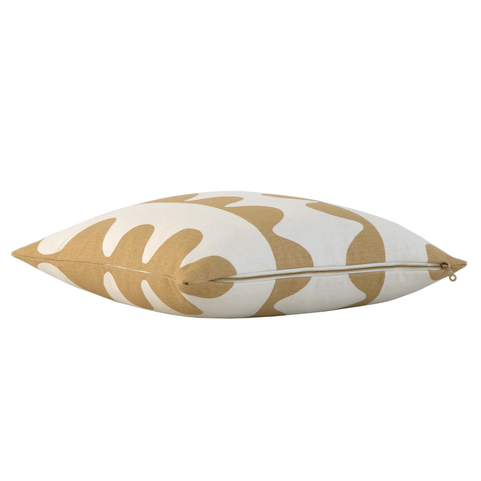 Schumacher Hadiya Williams Drift Ginger Hand Printed Geometric Stripe Luxury Designer Throw Pillow Cover with Exposed Brass Gold Zipper