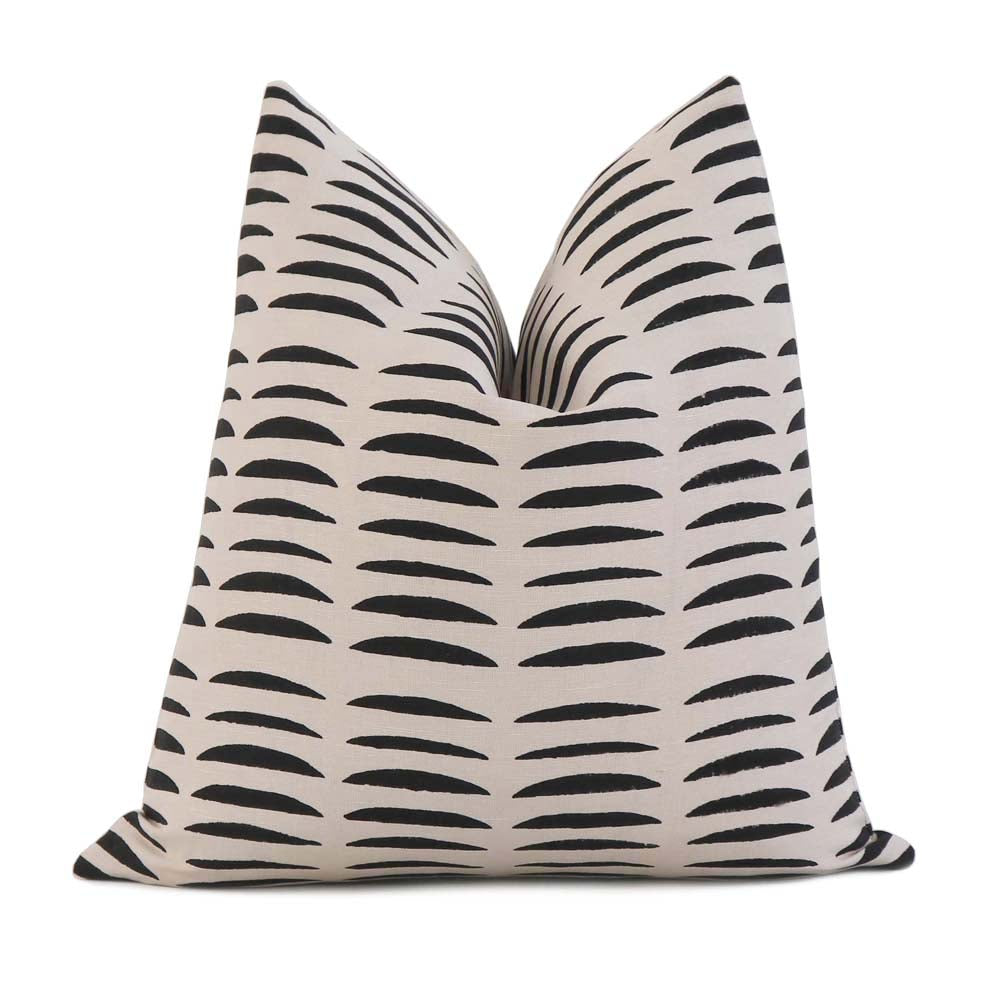 Schumacher Hadiya Williams Parable Charcoal Hand Block Print Graphic Designer Throw Pillow Cover