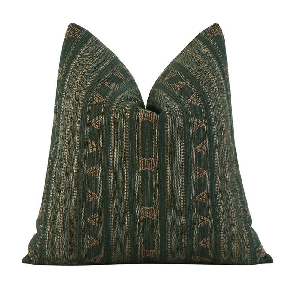 Schumacher Nima Embroidered Jungle Green Linen Luxury Designer Throw Pillow Cover