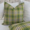 Scalamandre Twiggy Deep Forest Green and Yellow Checkered Striped Woven Gradient Designer Luxury Throw Pillow Cover Product Video