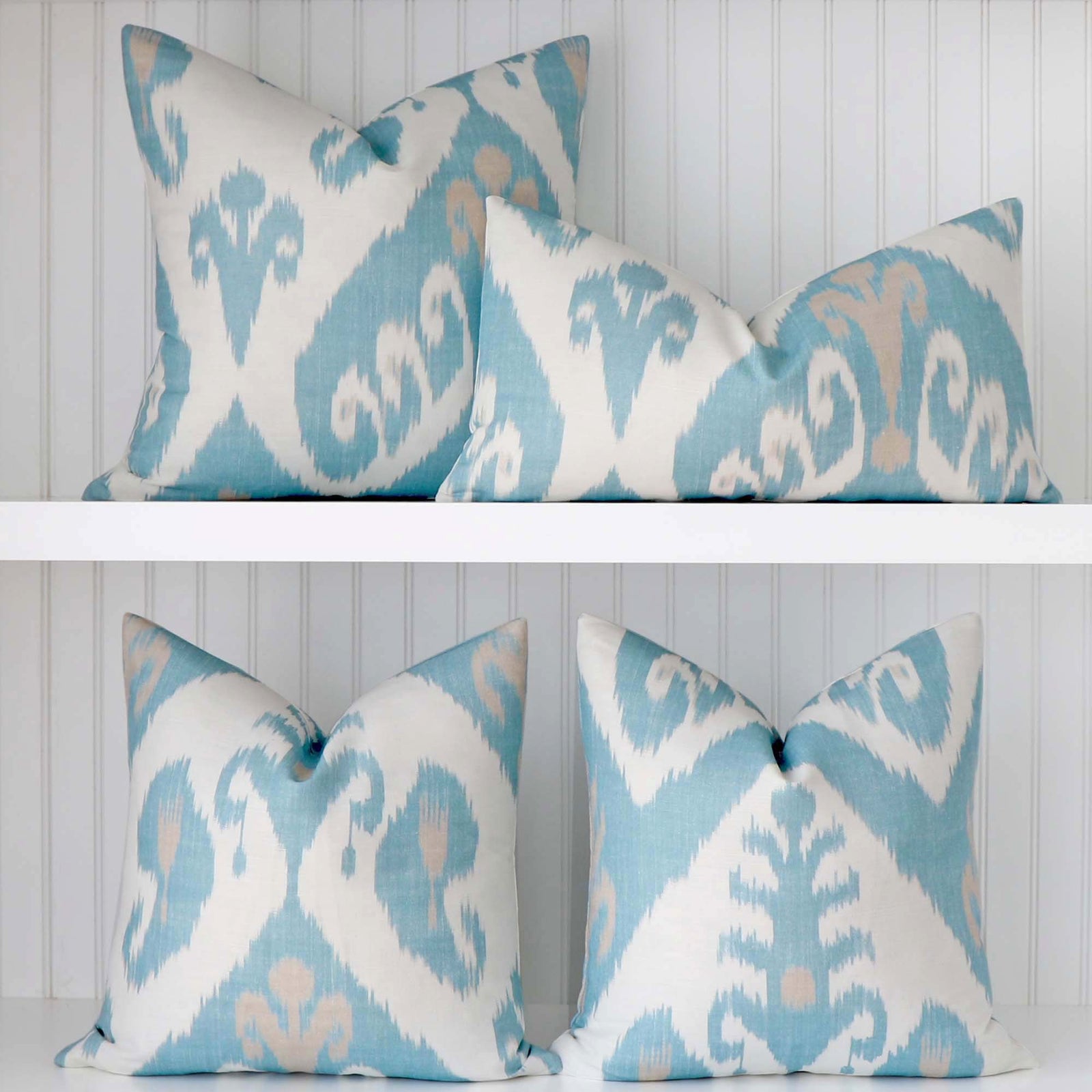 Thibaut Indies Ikat French Blue Large Scale Bold Graphic Designer Decorative Throw Pillow Cover with All Pattern Placements