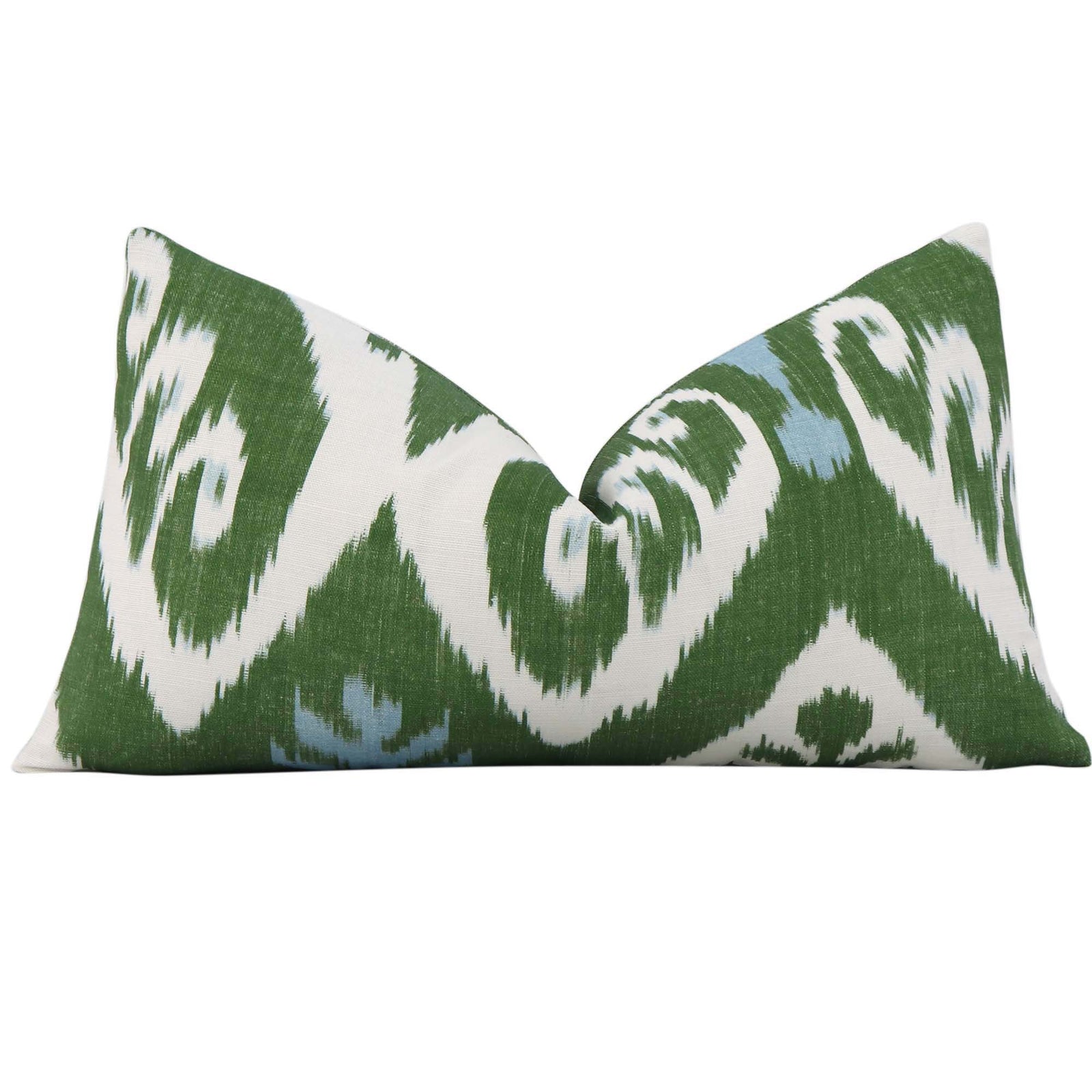 Thibaut Indies Ikat Green Large Scale Bold Graphic Designer Decorative Lumbar Throw Pillow Cover