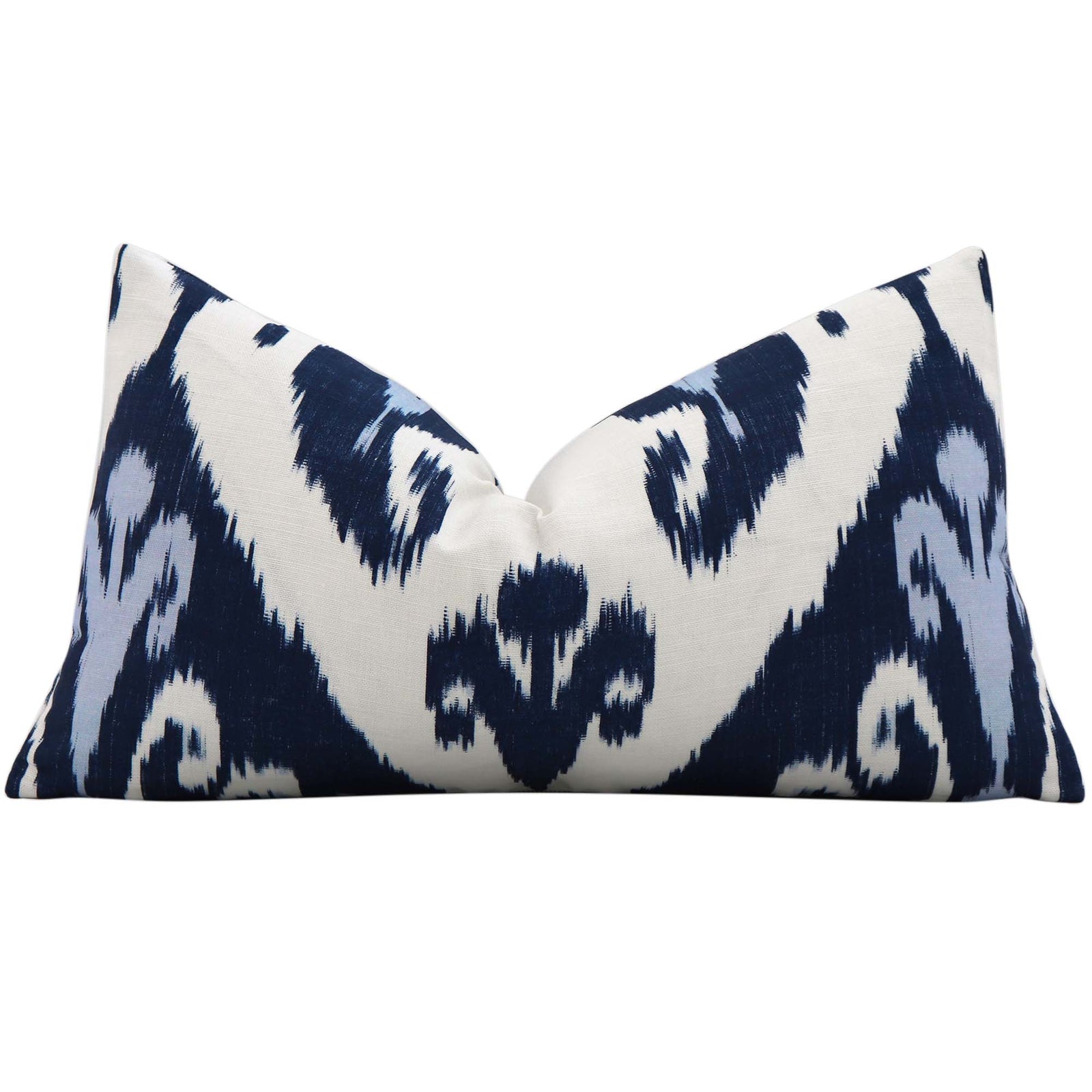 Thibaut Indies Ikat Navy Large Scale Bold Graphic Designer Decorative Lumbar Throw Pillow Cover