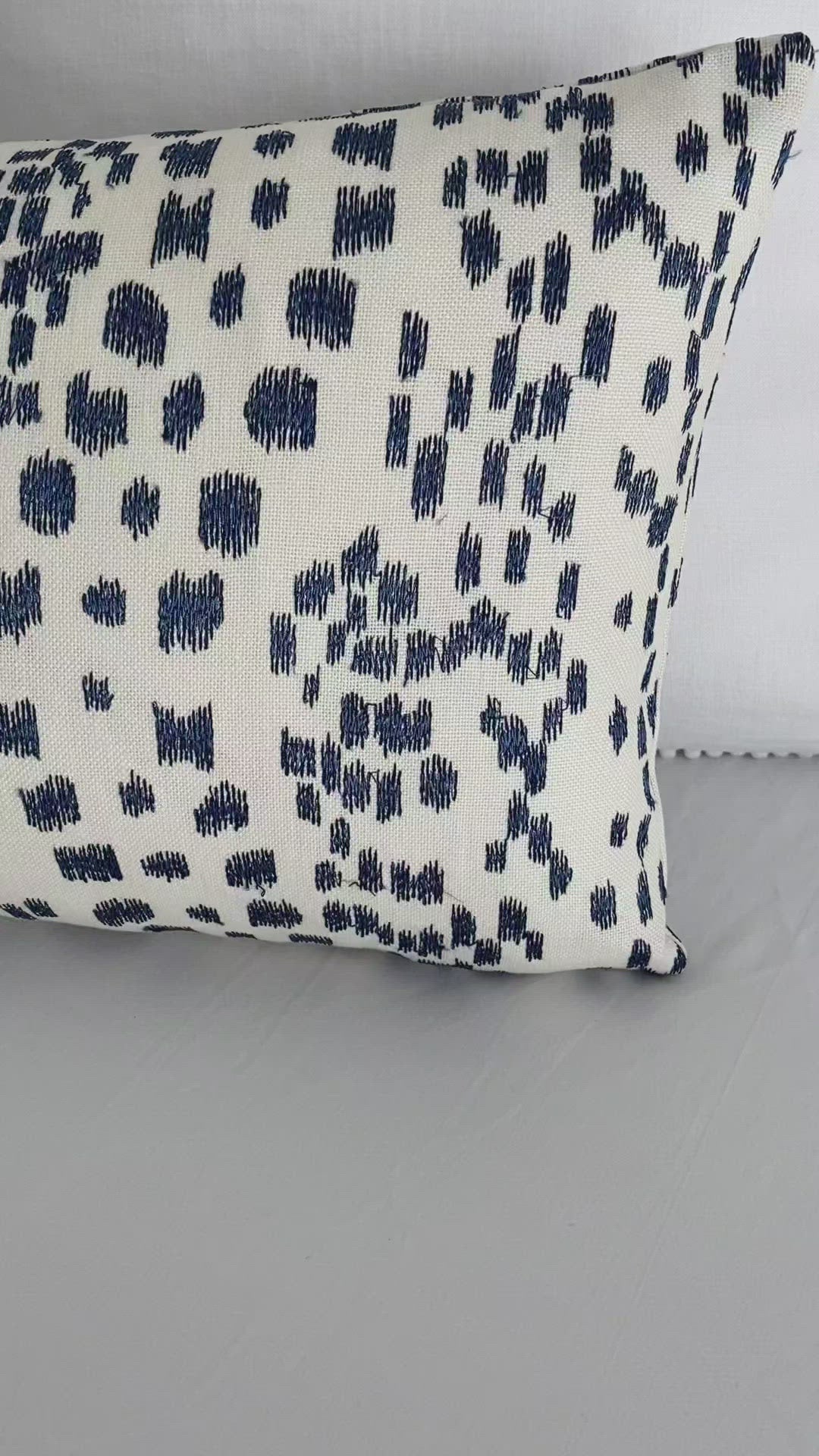 Brunschwig Fils Les Touches Embroidered Indigo Blue Luxury Designer Throw Pillow Cover Product Video