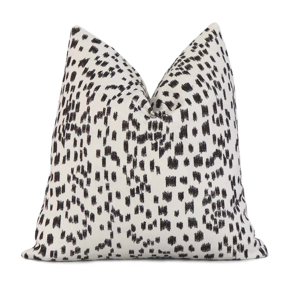 Brunschwig Fils Les Touches Embroidered Espresso Black Luxury Designer Throw Pillow Cover