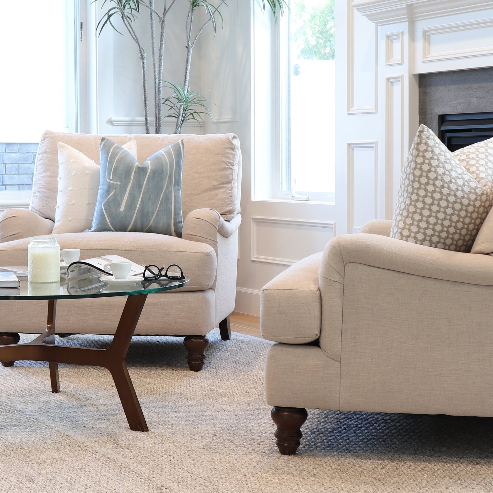 Kelly Wearstler Graffito Deep Sky Throw Pillow Cover in Home Decor