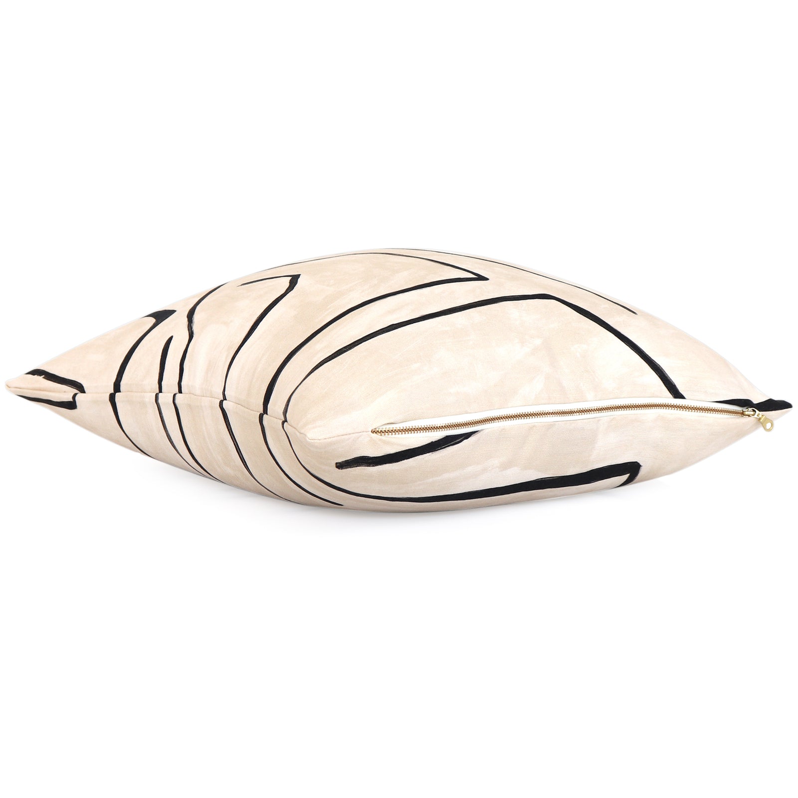 Kelly Wearstler Graffito Linen Onyx Designer Throw Pillow with Zipper