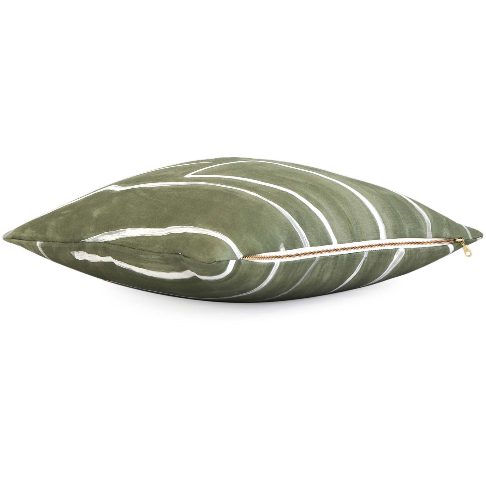 Kelly Wearstler Graffito Fern Green Designer Throw Pillow Cover with Gold Zipper