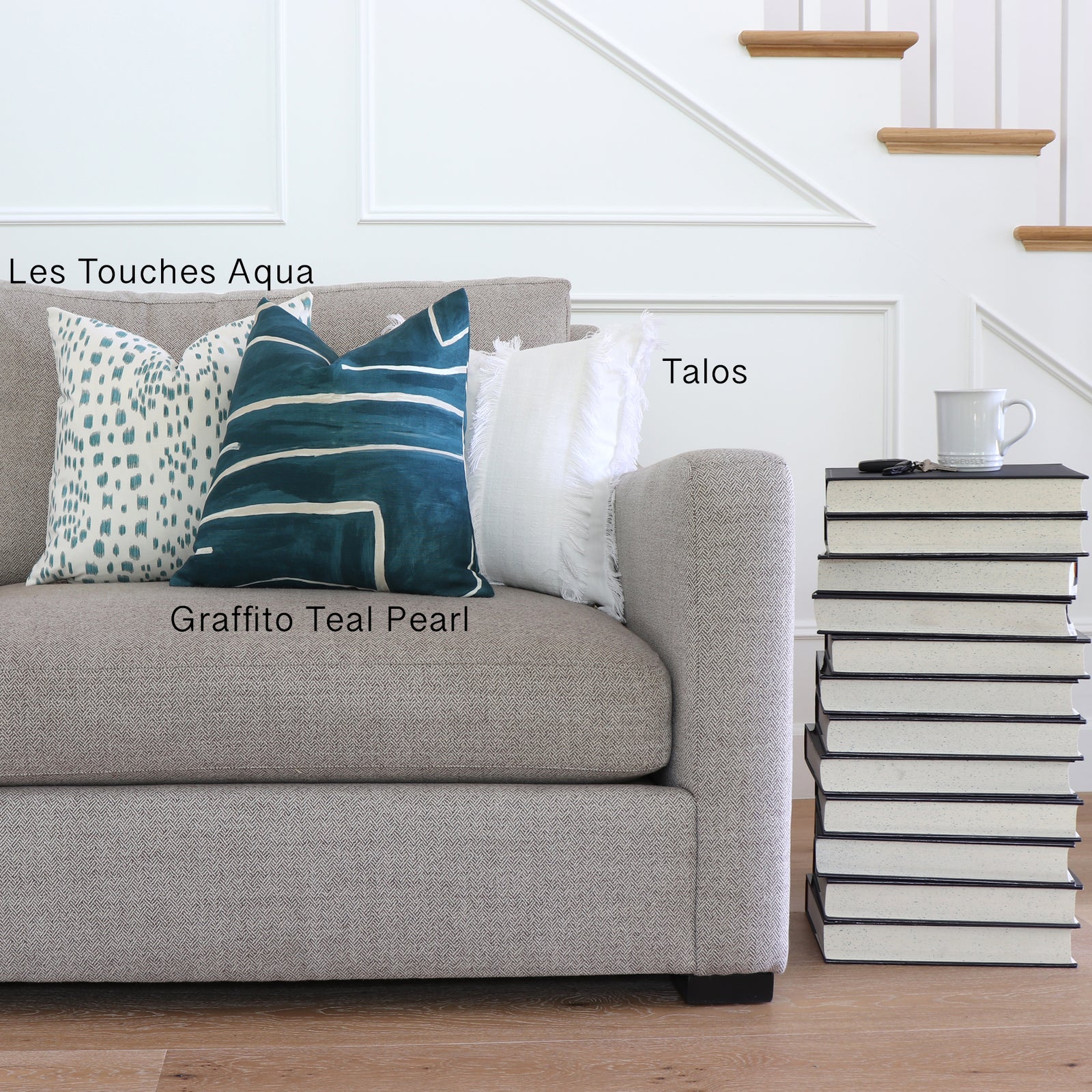 Kelly Wearstler Graffito Teal Throw Pillow Cover with Pillow Combo