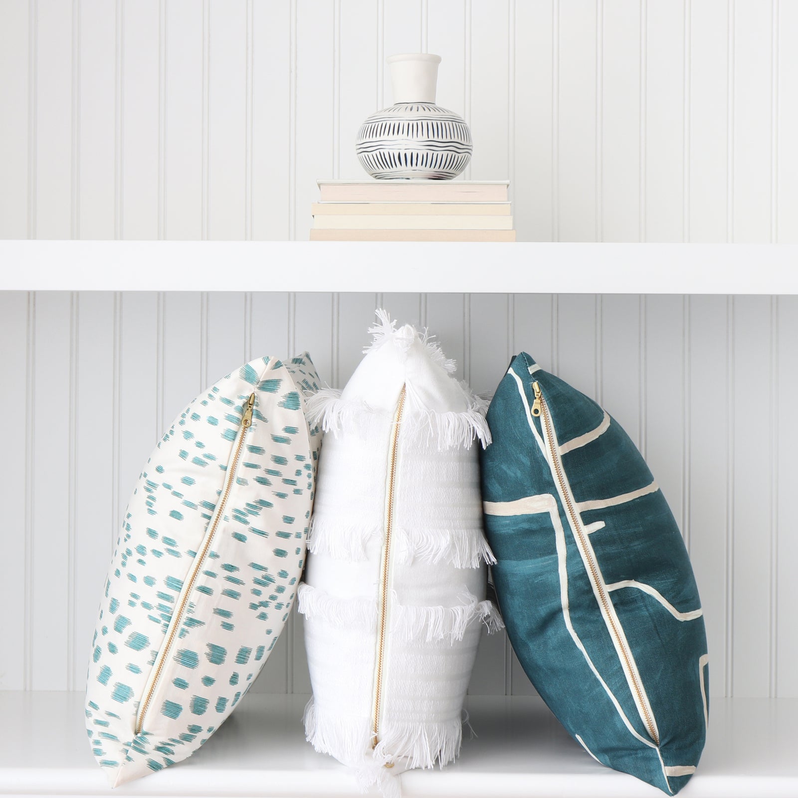 Kelly Wearstler Graffito Teal Throw Pillow Cover with Matching Pillows