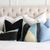 Kelly Wearstler District Cobalt Geometric Designer Throw Pillow Cover on Bed