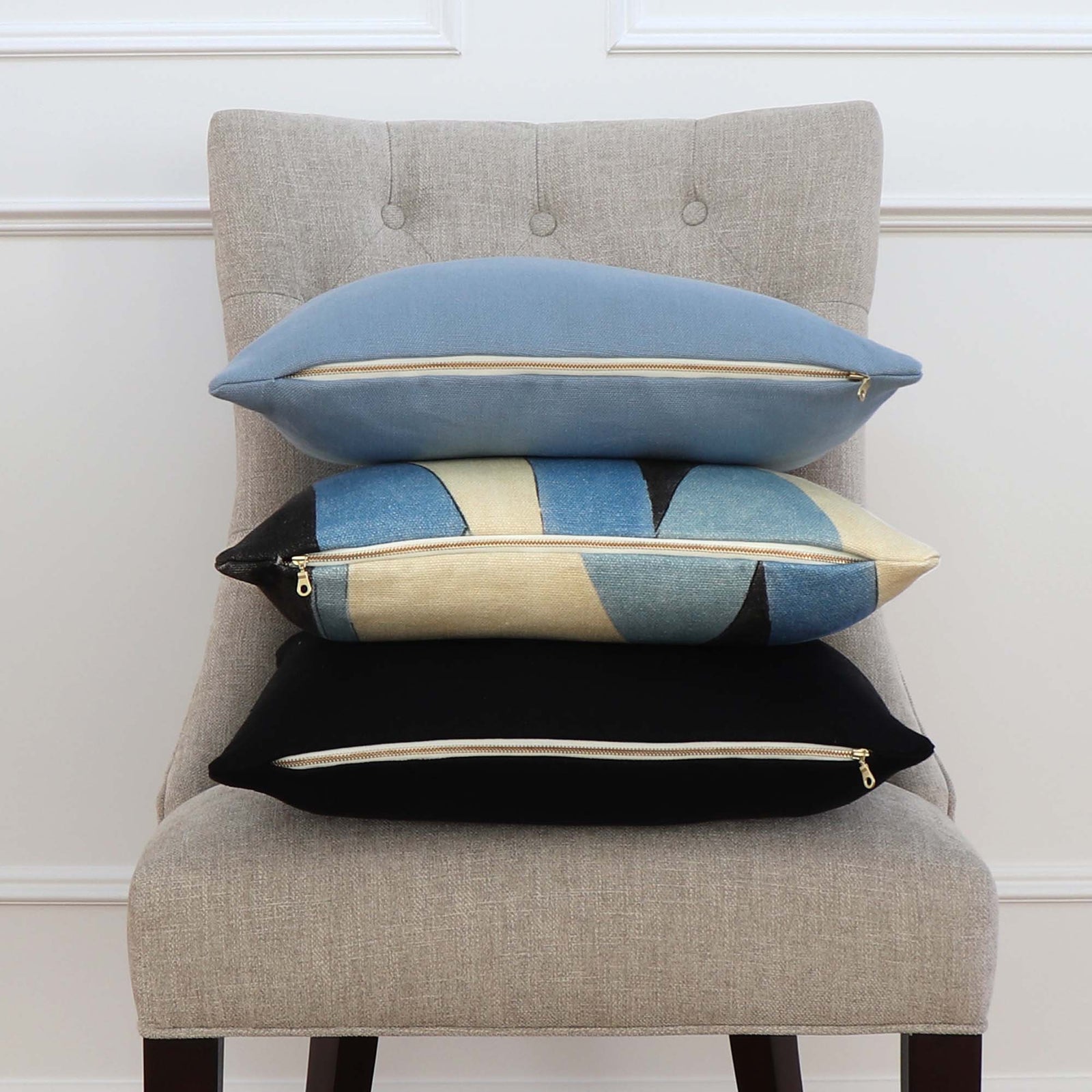 Kelly Wearstler District Cobalt Geometric Designer Throw Pillow Cover with Matching Pillows