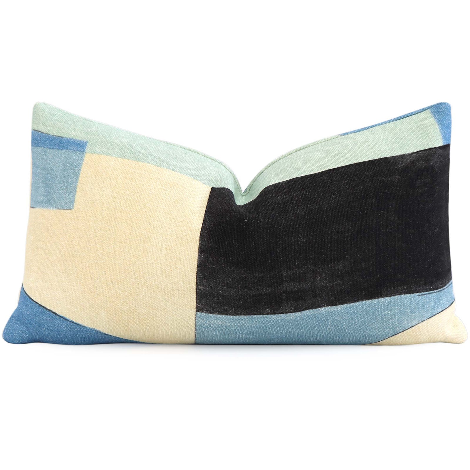 Kelly Wearstler District Cobalt Geometric Designer Lumbar Throw Pillow Cover