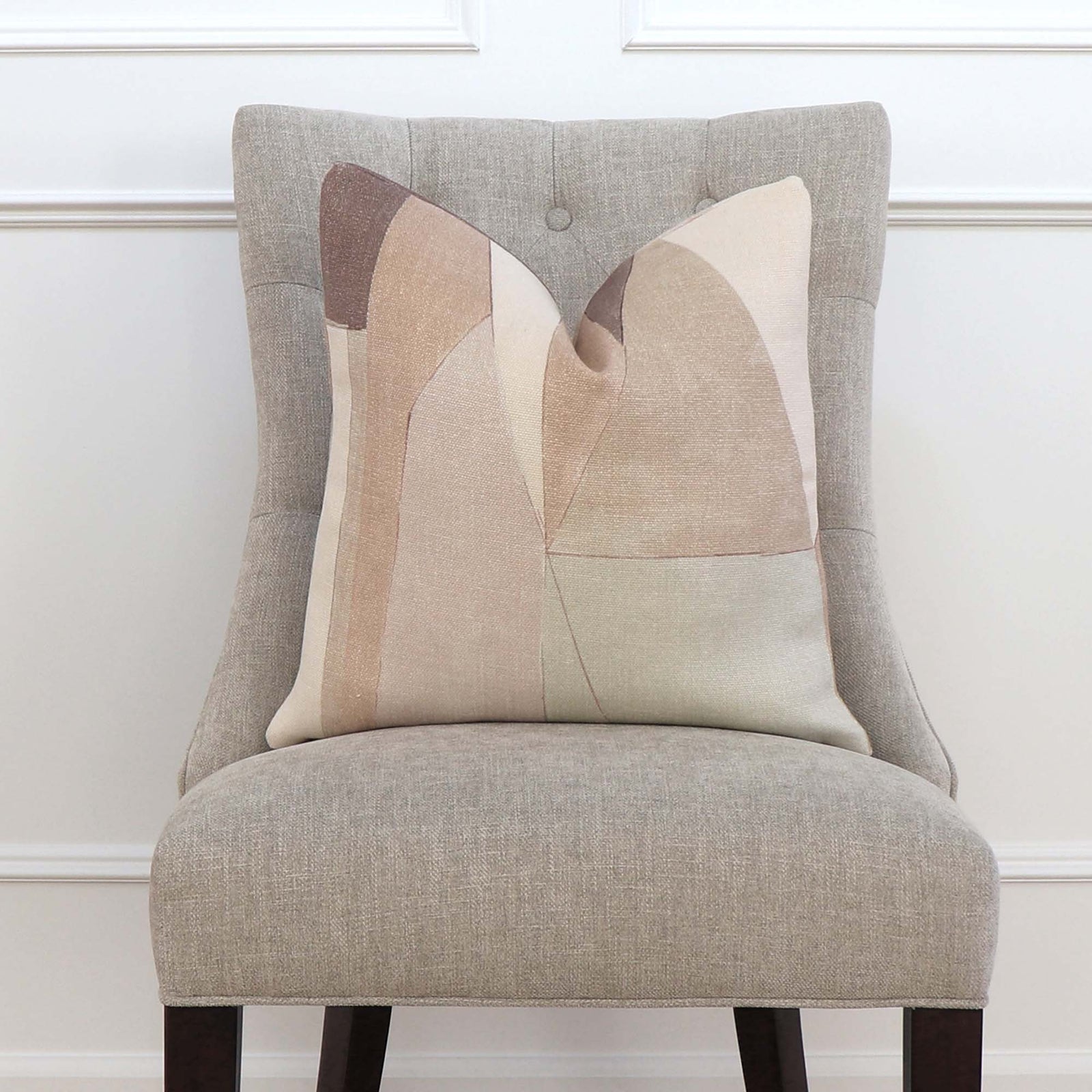 Kelly Wearstler District Silt Pink Designer Square Throw Pillow Cover on Chair