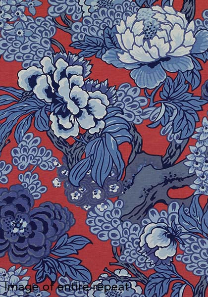 Honshu Red and Blue Floral Pillow Cover