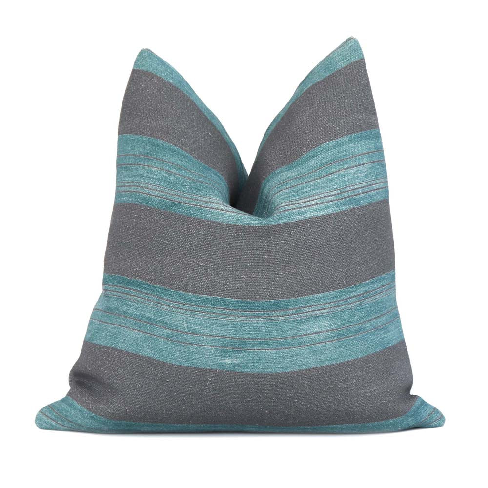 Kelly Wearstler Askew Slate Jade Stripes Linen Designer Luxury Throw Pillow Cover