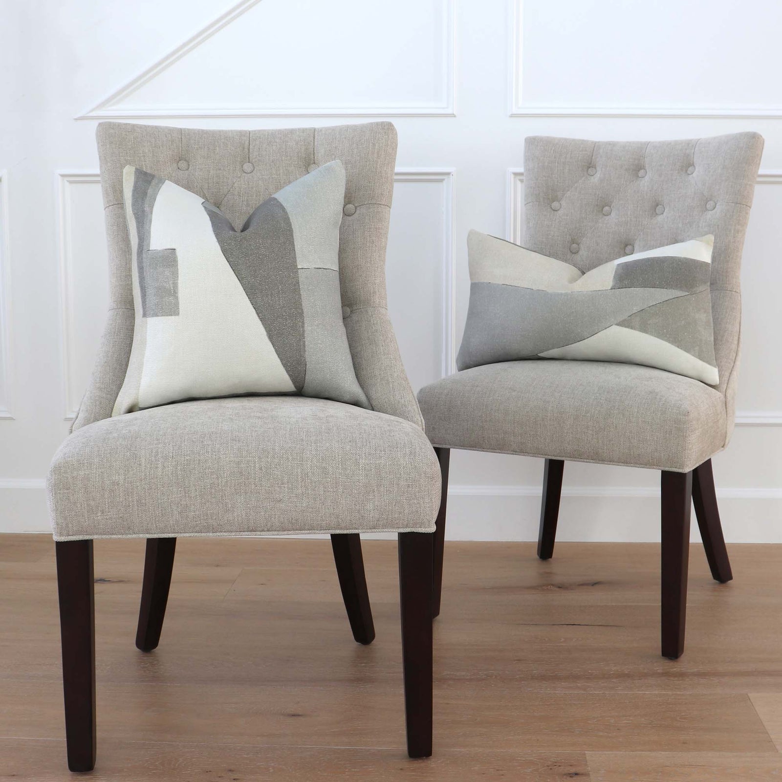 Kelly Wearstler District Alabaster Designer Luxury Decorative Throw Pillow Cover on Chairs in Home Decor