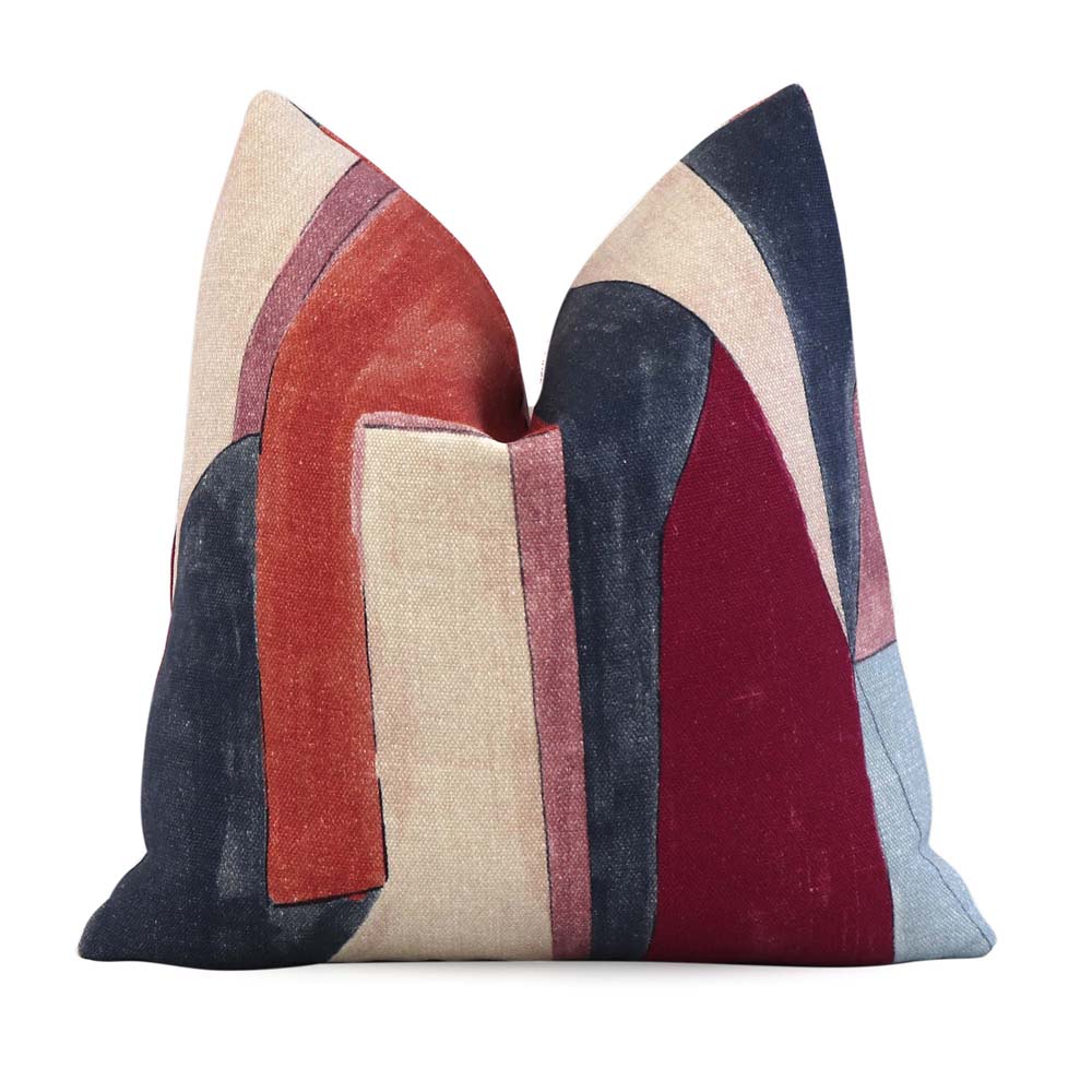 Kelly Wearstler District Claret Geometric Designer Throw Pillow Cover