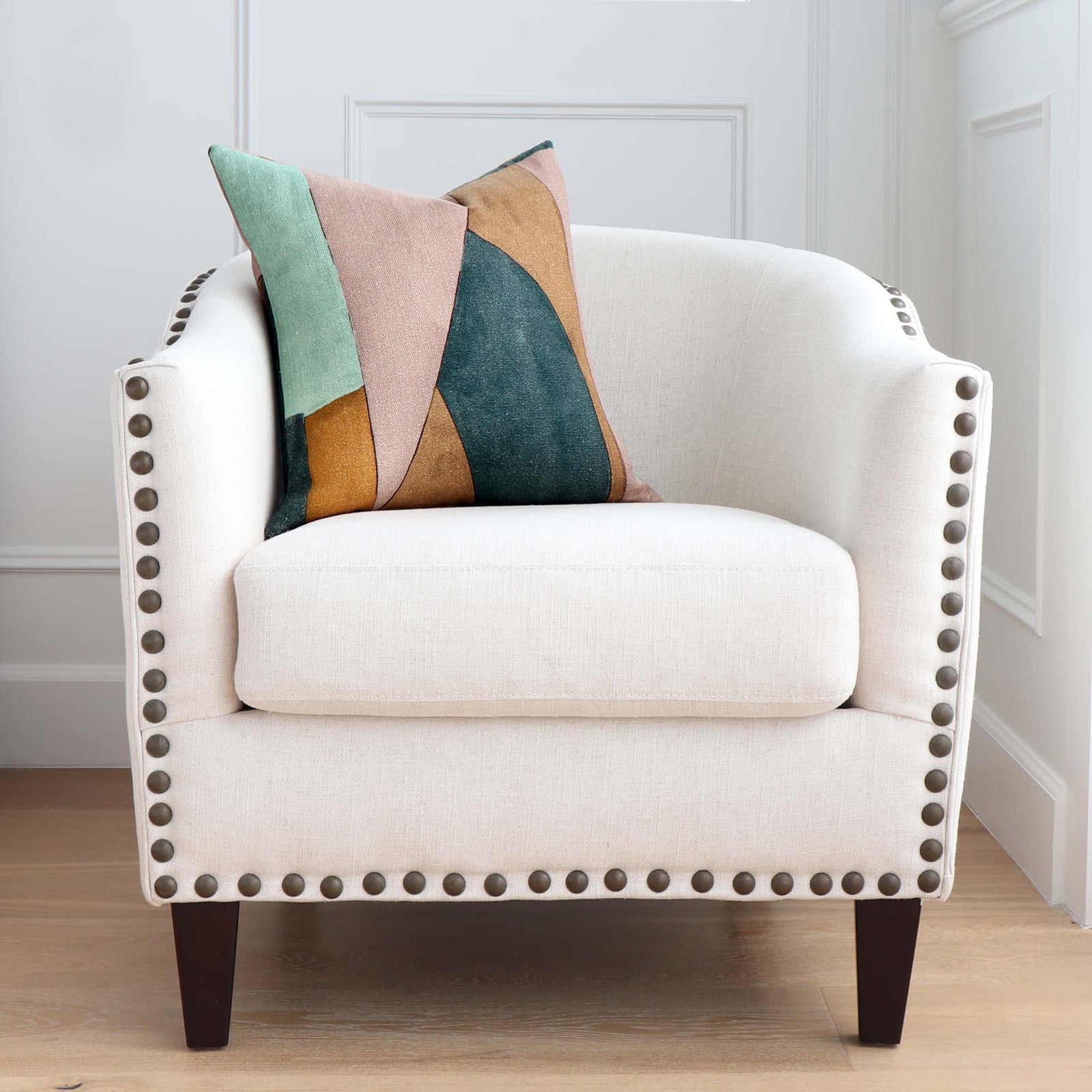 Kelly Wearstler District Tobacco Decorative Luxury Designer Throw Pillow Cover on Accent Chair