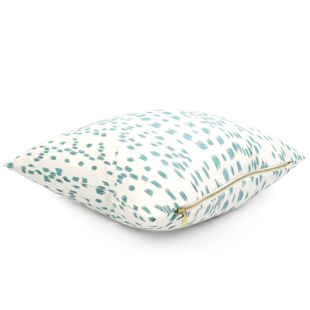 Side View Les Touches Aqua Throw Pillow