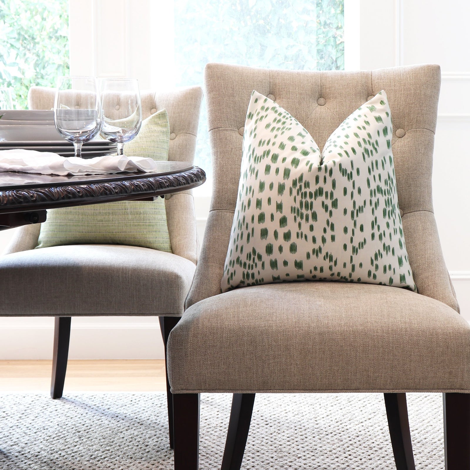 Brunschwig Fils Les Touches Green Throw Pillow Cover in Home