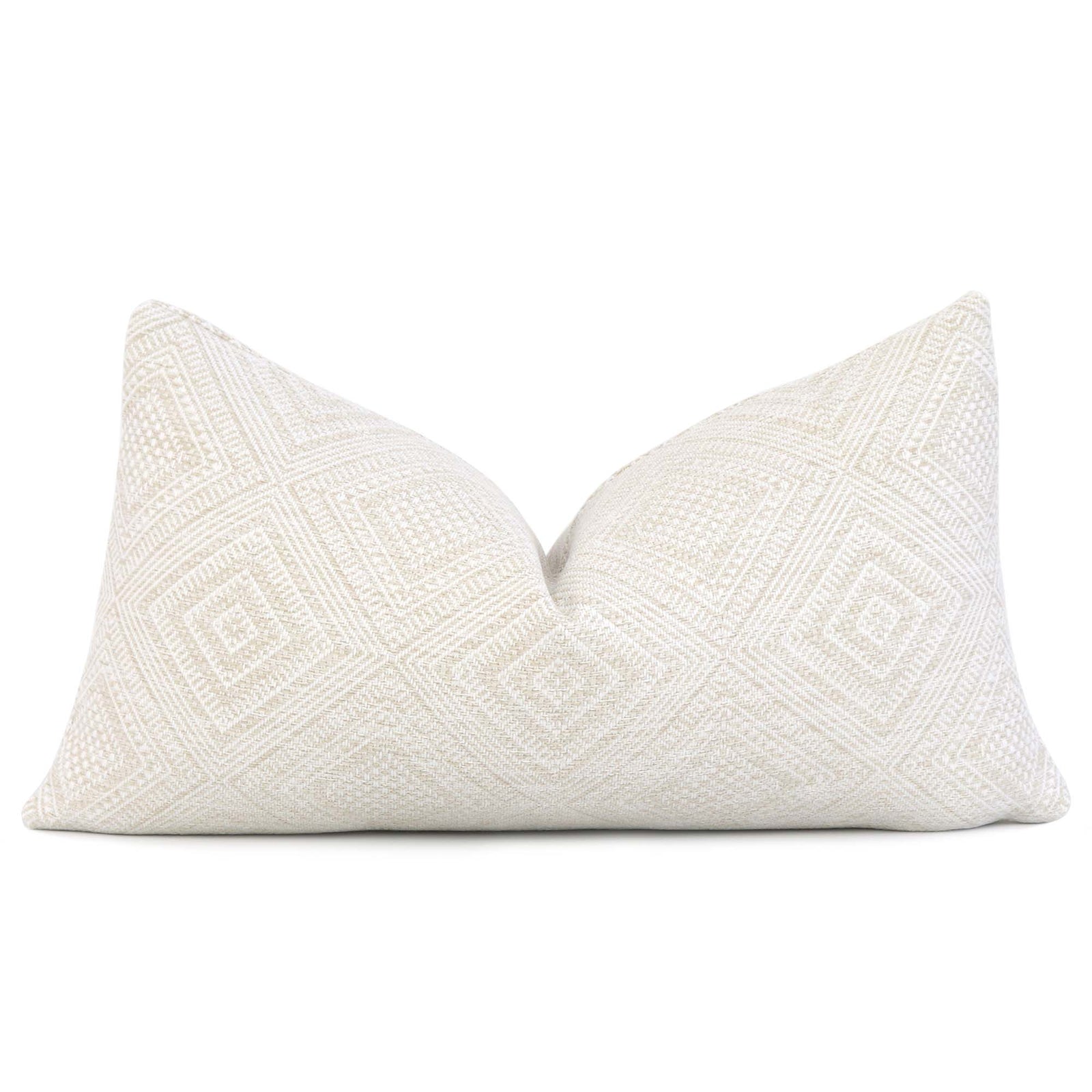 Scalamandre Antigua Weave Alabaster White Geometric Diamond Designer Luxury Lumbar Throw Pillow Cover