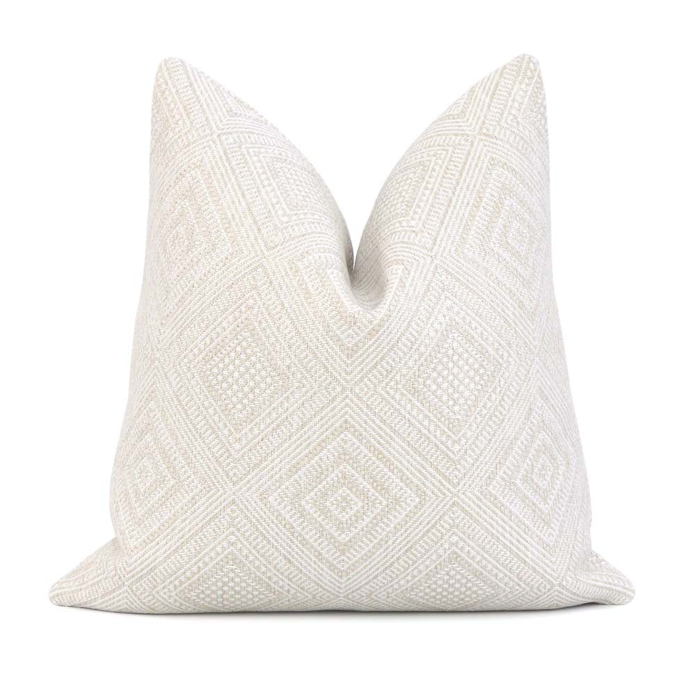 Scalamandre Antigua Weave Alabaster White Geometric Diamond Designer Luxury Throw Pillow Cover