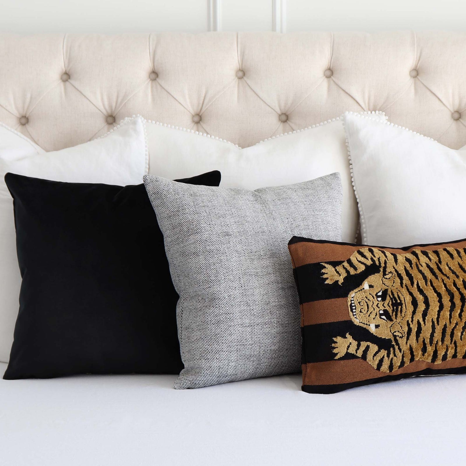 Schumacher Everett Performance Twill Charcoal Black Decorative Designer Throw Pillow Cover with Mix and Match Throw Pillows