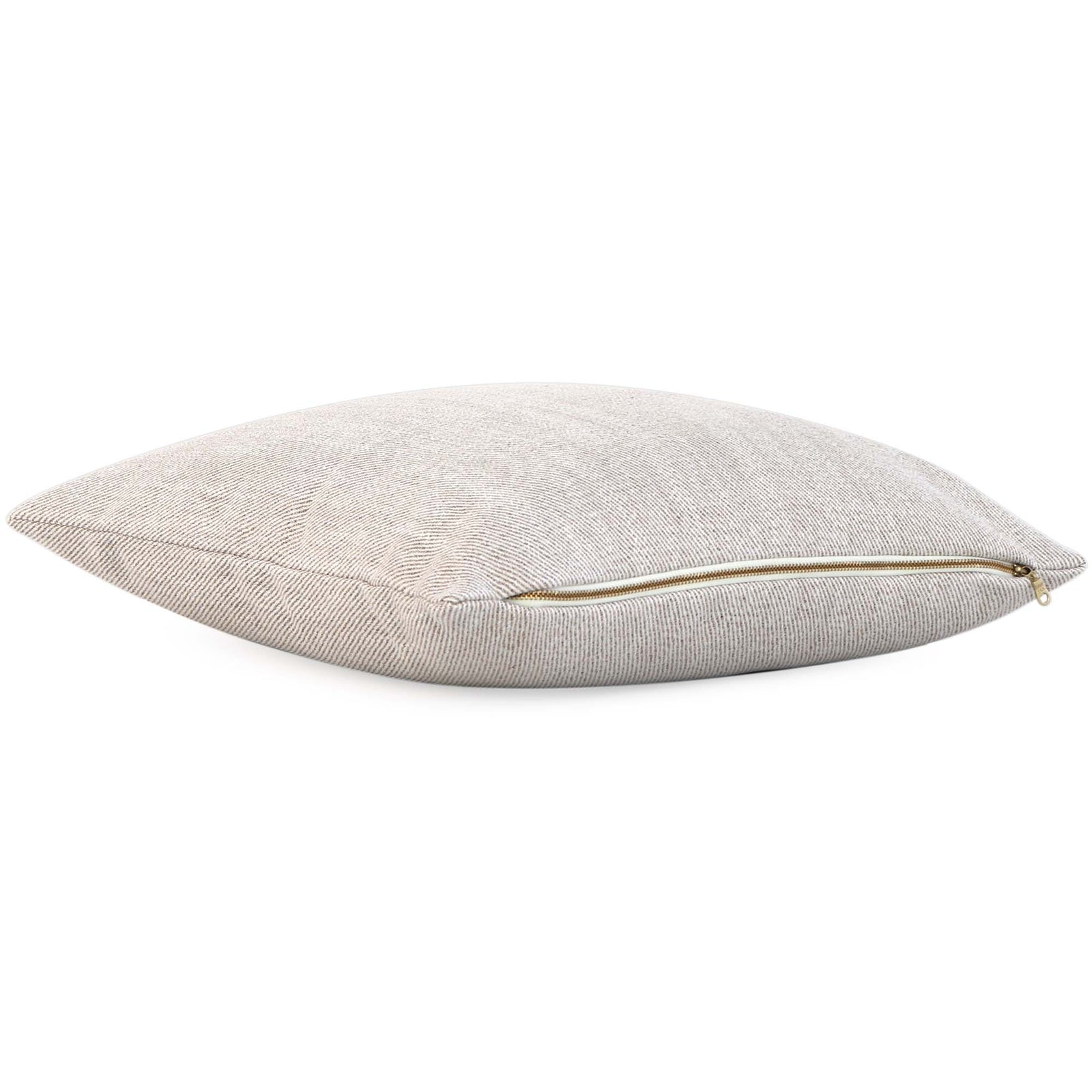 Schumacher Everett Performance Twill Natural Solid Designer Decorative Throw Pillow Cover with Exposed Brass Gold Zipper