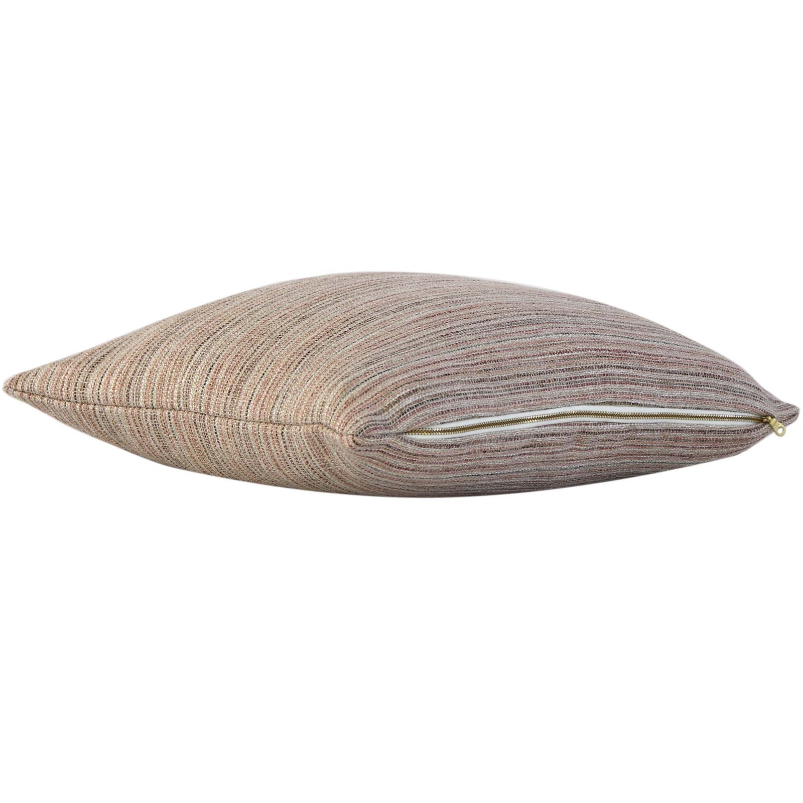 Schumacher Formentera Performance Blush Textured Designer Throw Pillow with Exposed Brass Gold Zipper