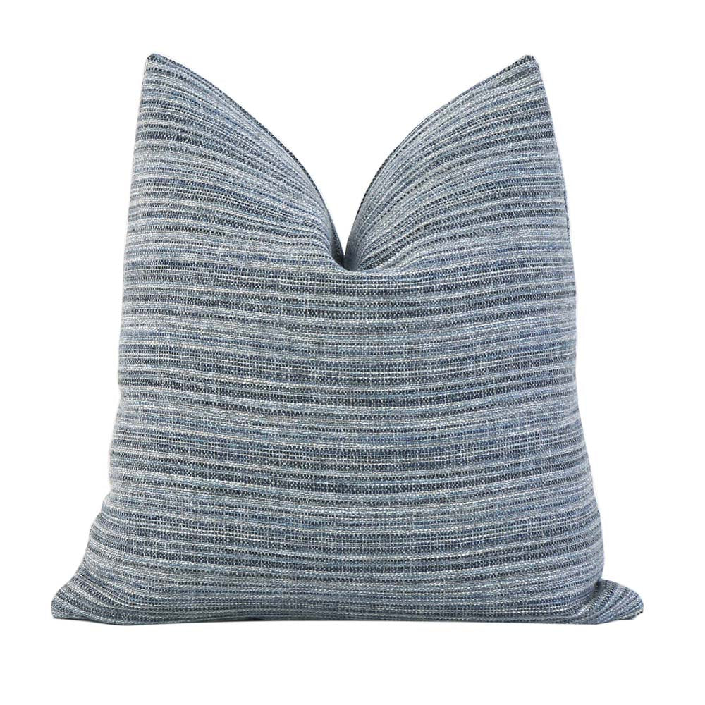 Schumacher Formentera Denim Textured Stripe Decorative Throw Pillow Cover