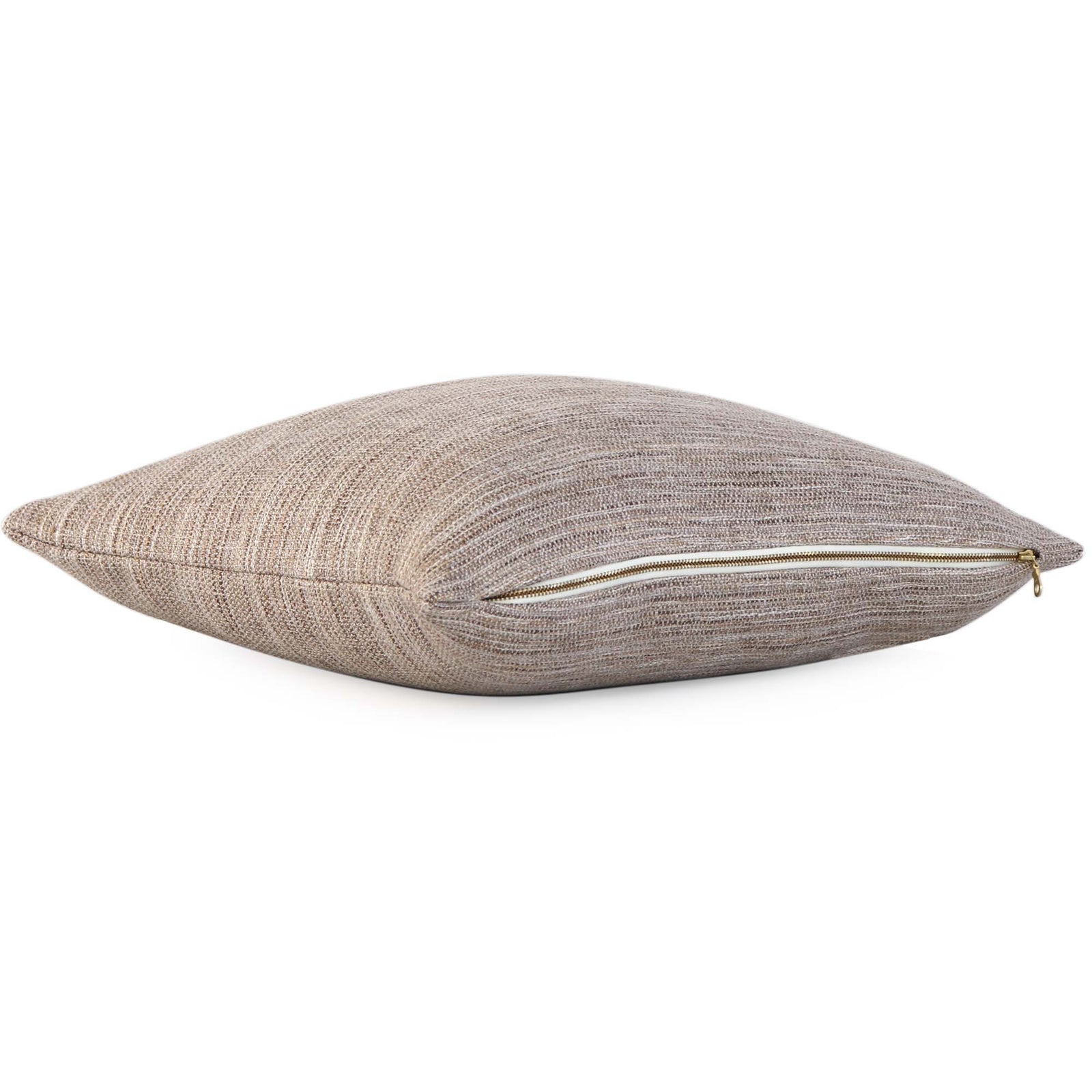 Schumacher Formentera Performance Sand Textured Tweed Designer Decorative Throw Pillow Cover with Exposed Brass Zipper