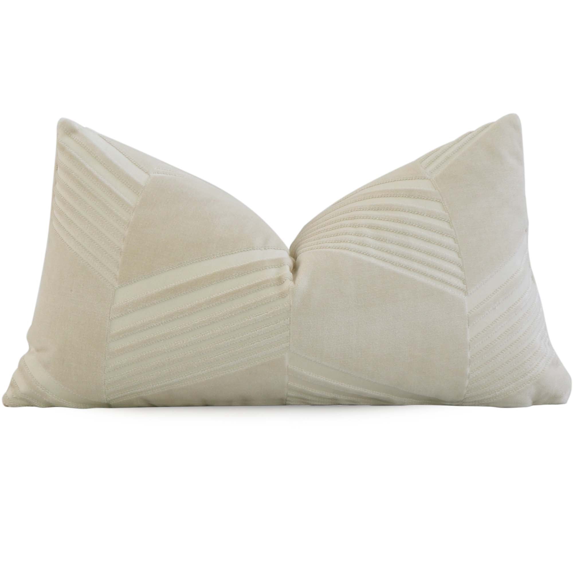 Schumacher Jessie Cut Velvet Ivory Designer Decorative Lumbar Throw Pillow Cover