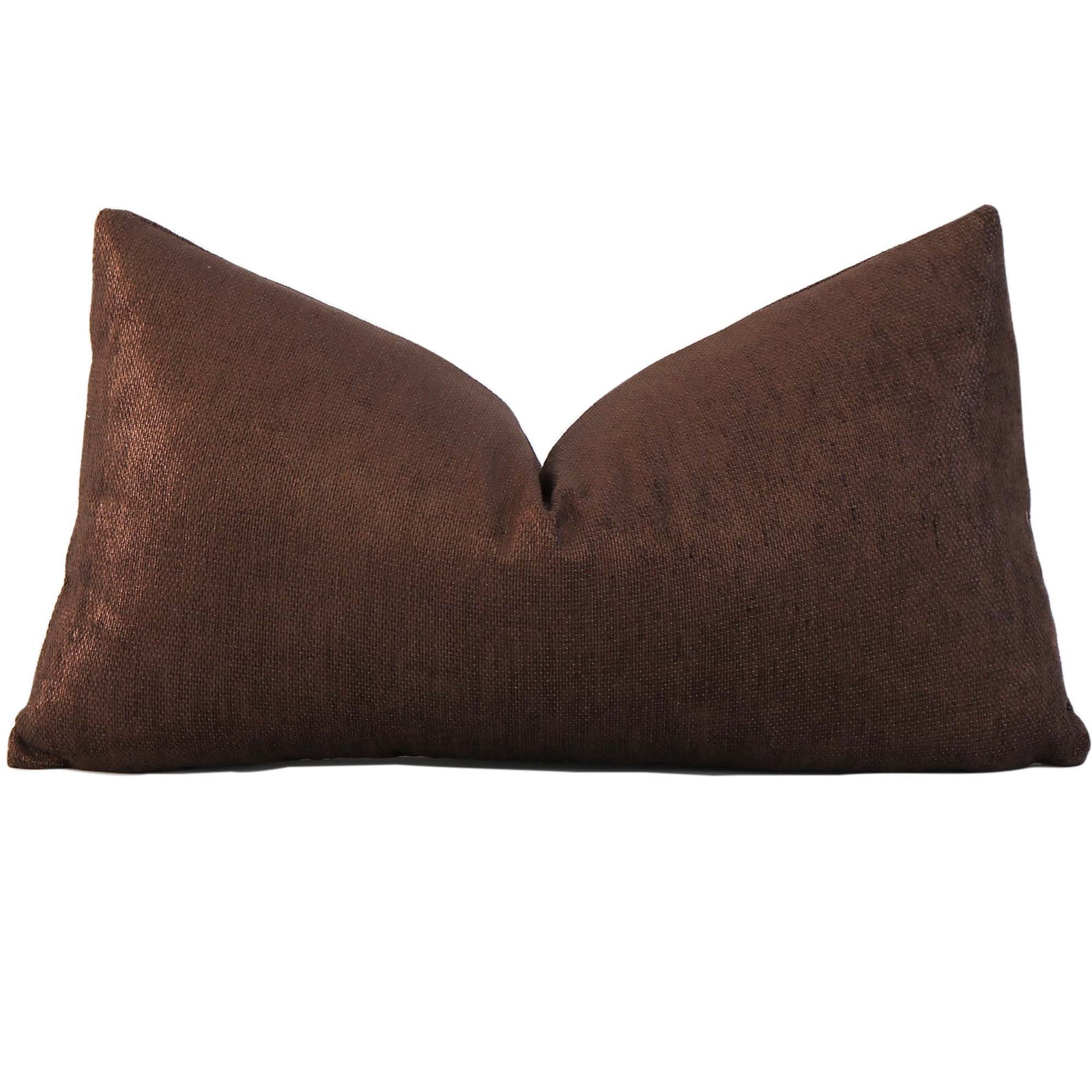Schumacher Glimmer Bronze Dark Brown Designer Lumbar Throw Pillow Cover