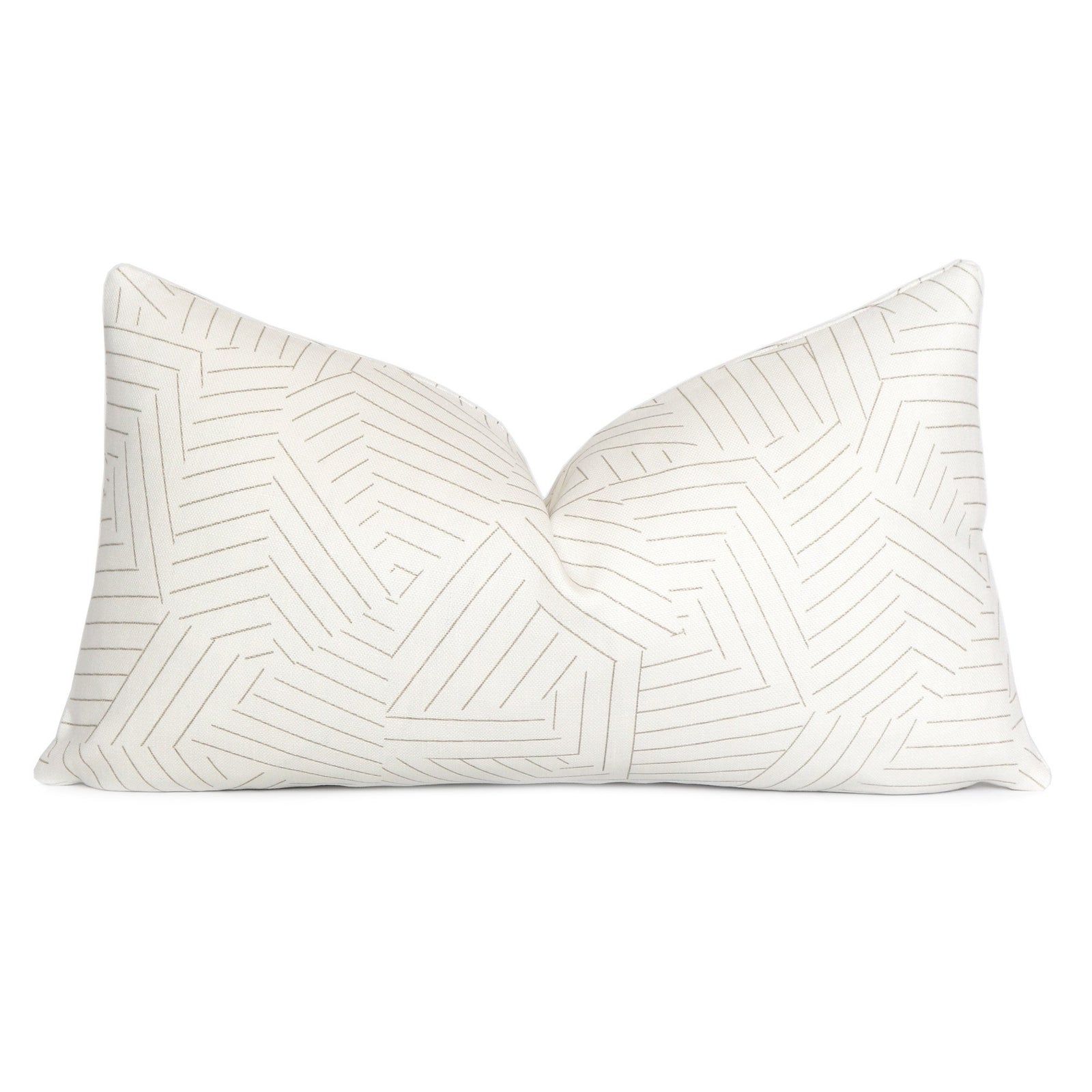 Schumacher Deconstructed Stripe Greige Lumbar Throw Pillow Cover