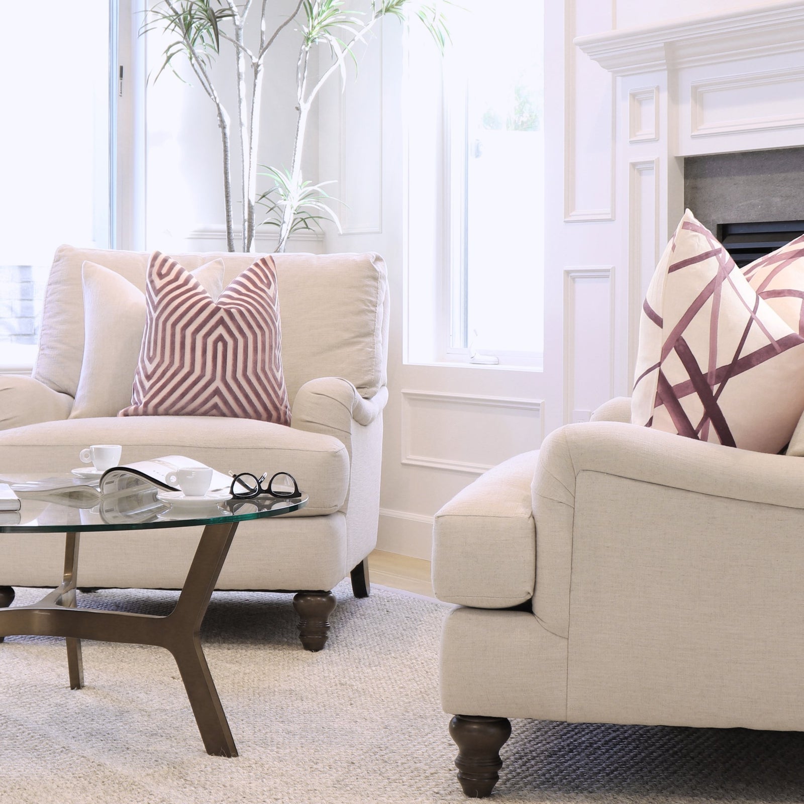 Schumacher Vanderbilt Lilac Velvet Throw Pillow Cover in Home Living Room